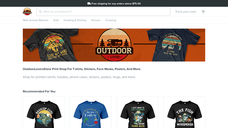 OutdoorLoversStore Print shop for T-shirts, stickers, face masks, posters, and more.