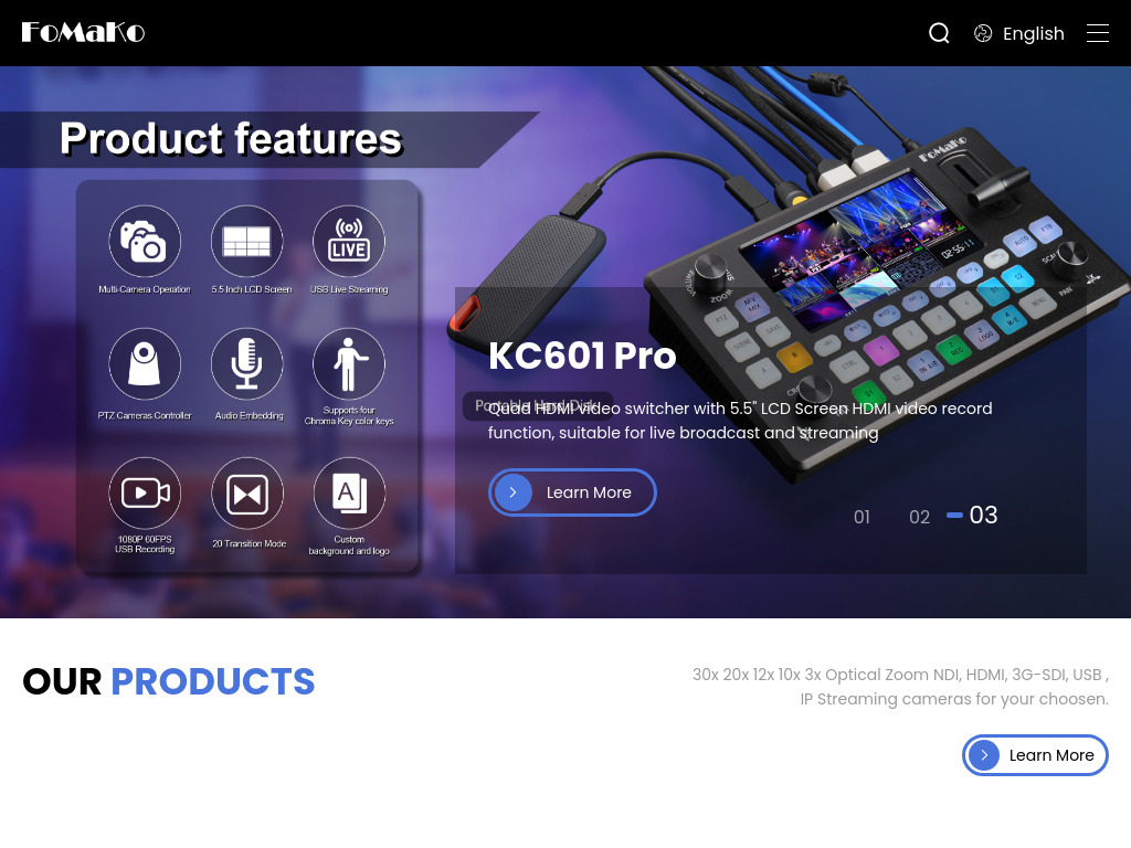 FoMaKo PTZ Camera - Supplier and manufacturers of 4K NDI HDMI PTZ Camera for professional Live Streaming and live production industrial use. Accept OEM/ODM orders. Distributor, Agent Wanted. Contact us Today!
